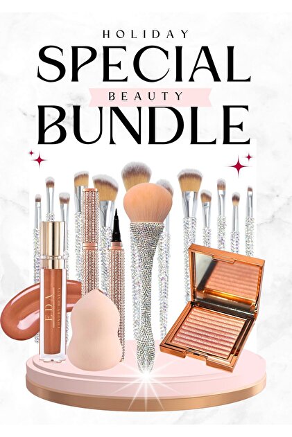 EDA LUXURY BEAUTY 7'li Özel Lüks Makyaj Seti Taşlı Yüz & Far