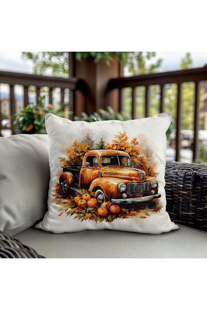 Pumpkin Pattern Velvet Throw Pillow Cover - Autumn Themed, Double Sided Printed, Zippered, 43X43 cm
