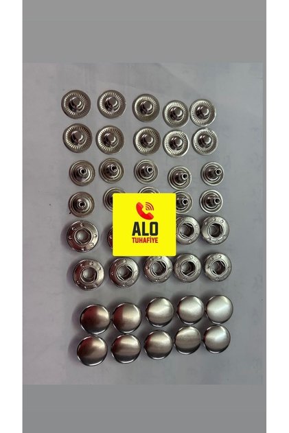 15 Alfa kapaklı çıtçıt 50 adet takim nikel renk
