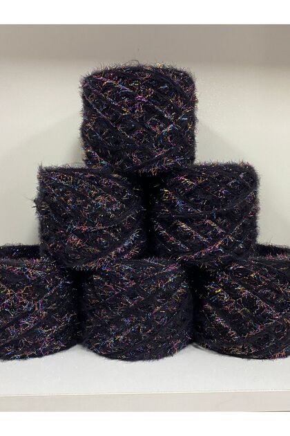 Knitting Yarn Moher Acrylic Rainbow Short Beard Silvery Visual Net 600Gr