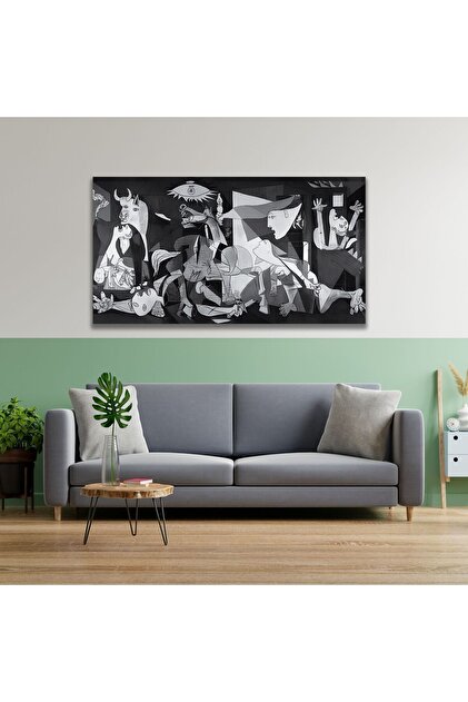 Panoramik Kanvas Duvar Tablosu Pablo Picasso Siyah Beyaz Guernica