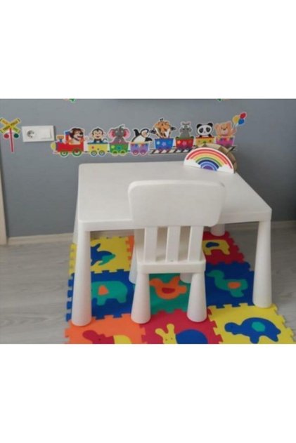 Beyaz Mammut Masa Ve 1 Beyaz Sandalye Takımı