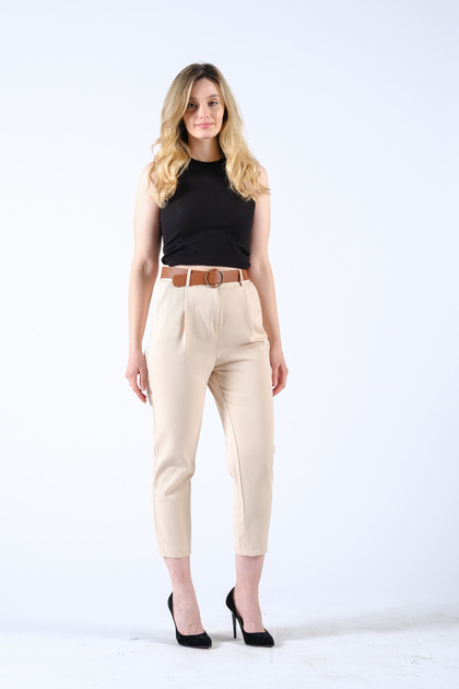 Women's Summer Stone High Waist Belted Gabardine Denim Fabric Pencil Denim Pants Casual Daily Office Stylish 3880