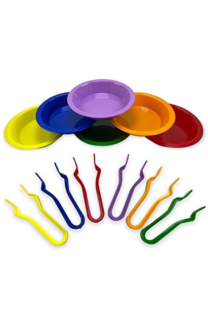 MİR Plastik Aktarma Seti - Kase Ve Cımbızlar Montessori Set ( 6
