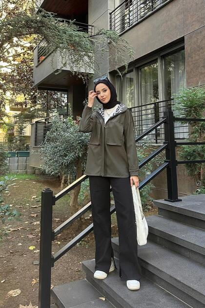 Pocket Detailed Short Trench Coat BRC1907 Khaki