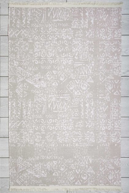 Scandinavian Patterned Beige White Chenille Machine Made Carpet Runner Washable Hallway Carpet 7759