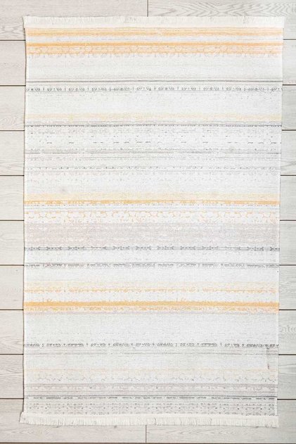 Soft Patterned Runner Yellow Washable Woven Carpet Fringed Non-Slip Base Chenille Hallway Carpet 7947