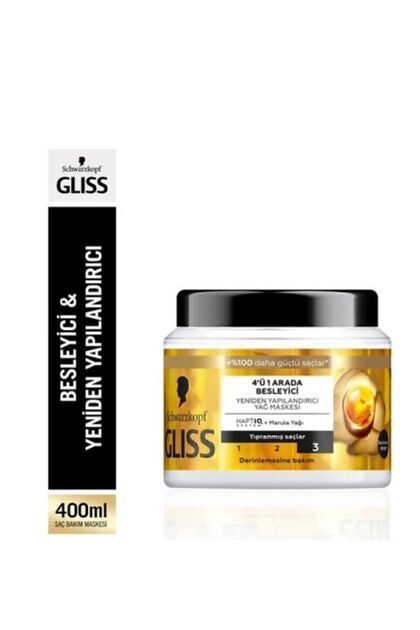Oil Nutritive Omega 9 ve Marula Yağı içeren Besleyici Saç Bakım Maskesi 400 ml Yıpranmış Saçlar