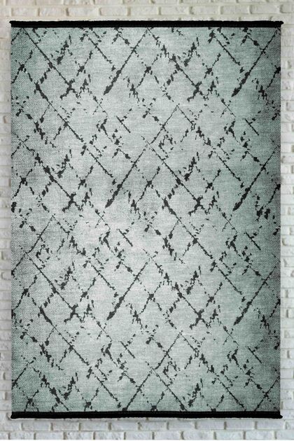 Linear Patterned Gray Black Washable Non-Slip Base Chenille Carpet 7705