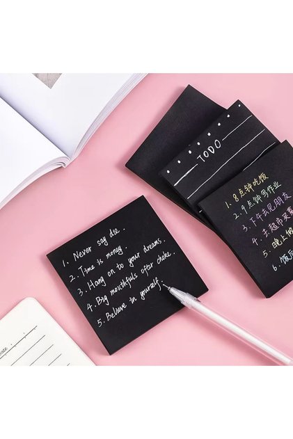 Siyah Yapışkanlı Kare Not Kağıdı Postit Siyah Postit
