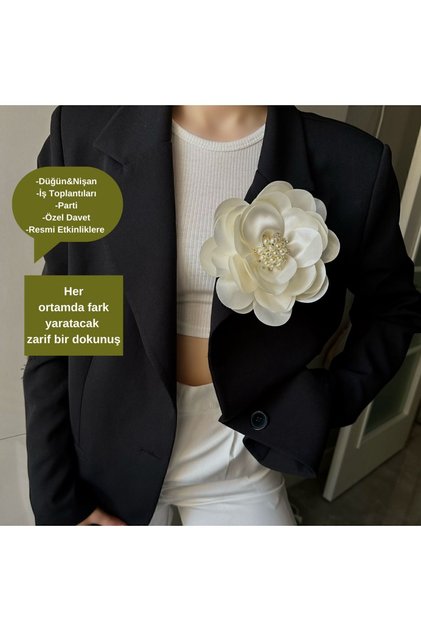 Elegant İğneli Yaka Çiçeği İNCİ TAŞLI Çiçek Broş Kumaş Yakagülü Ceket Elbise Şapka İçin Şık Aksesuar