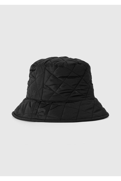 NEW Quilted Bucket Hat in Black with White Embroidered Logo NEW MONCLER BLACK DIAMOND QUILTED NYLON LOGO BUCKET HAT  main image 2