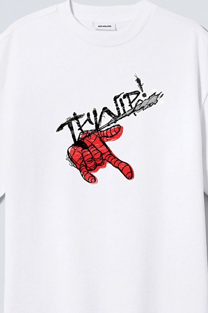 Spiderman Web Printed Marvel Oversize Unisex White T-Shirt