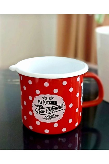 Emayemarket Red Polka Dot Enamel Retro Milk Pot Coffee Pot Egg Boiling Pot