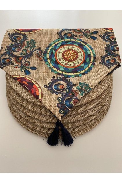 Sack Background Ethnic Mandala Pattern Runner 6 Ready Printed Plate Placemat Set