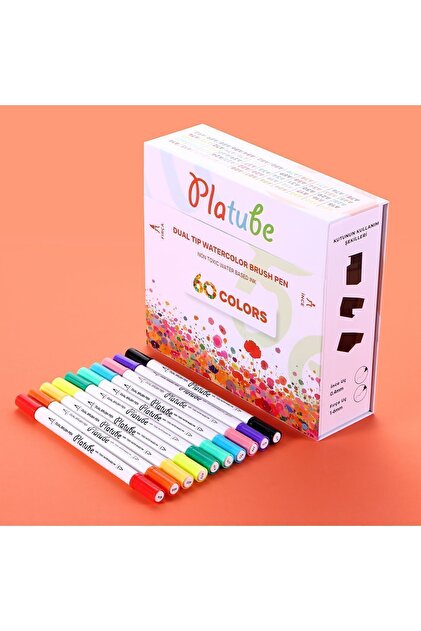 Platube Çift Taraflı Brush Pen 60'lı Marker Kalem Seti Bullet