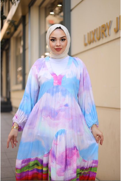 Hülya Desenli Viskon Elbise