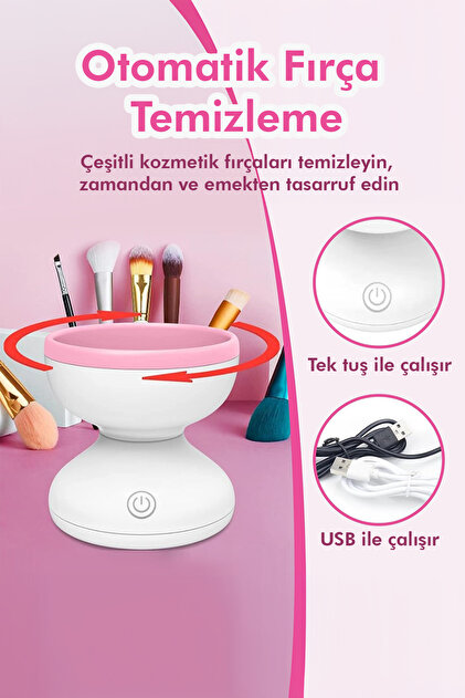 MUJGAN Otomatik Makyaj Fırça Yıkama Makinesi – USB Şarjlı, Pratik