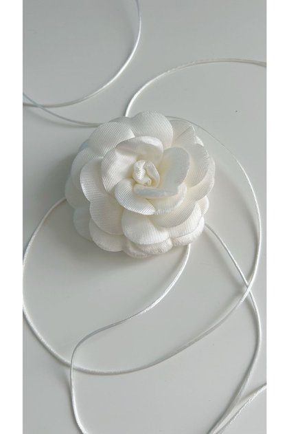 Lace-Up Fabric Flower Choker Necklace Rose Necklace