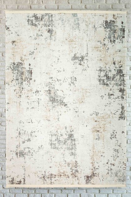 Abstract Patterned Cream Gray Washable Non-Slip Base Chenille Living Room Kitchen Carpet 7339