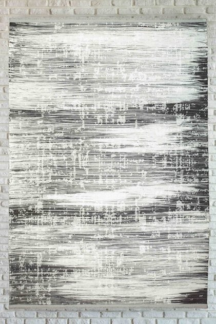 Abstract Patterned Gray Black Washable Non-Slip Base Chenille Hallway Living Room Kitchen Carpet 7832