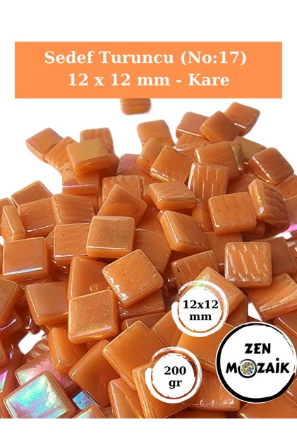 Sanatsal Mozaik Çalışmalarınız için 12x 12 mm Kare - Sedefli Cam Mozaik Taşı (200 gr)