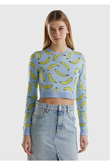 United Colors of Benetton Kadın Açık Mavi Pamuk Karışımlı Tamamı