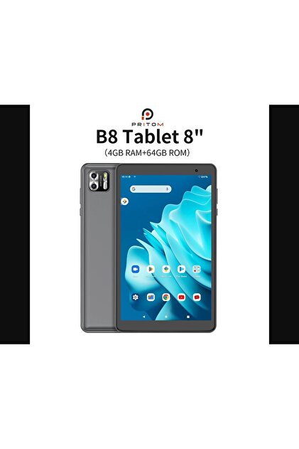 Pritom 8 inç Tablet Android 13, 8GB(4 + 4) RAM/64GB ROM IPS ekran