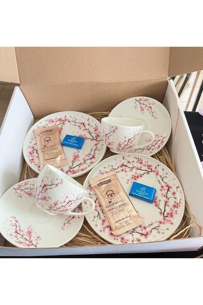 2-Person Sakura Flower Pattern Coffee Presentation Set