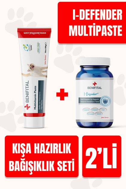 Kedi Bağışıklık Güçlendirici Set I-Defender + Multivitamin Paste