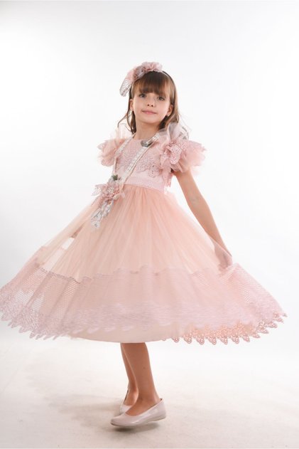Special Design Girl's Evening Dress, Girl's Dress with Hair Accessories, Birthday Dress
