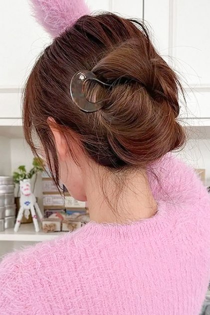France-Handmade Single Stone Bone Hair Bun Clip (11 cm)