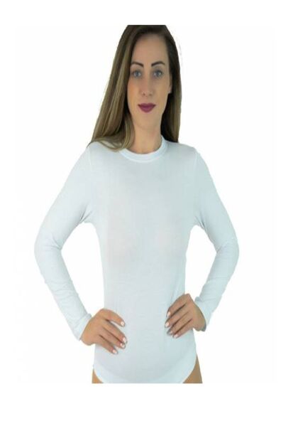 Women's White Long Sleeve Bodysuit