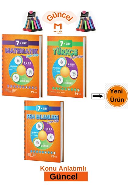 Mozaik Yayınları 2025 7.Sınıf Matematik-Türkçe-Fen Konu Anlatımlı