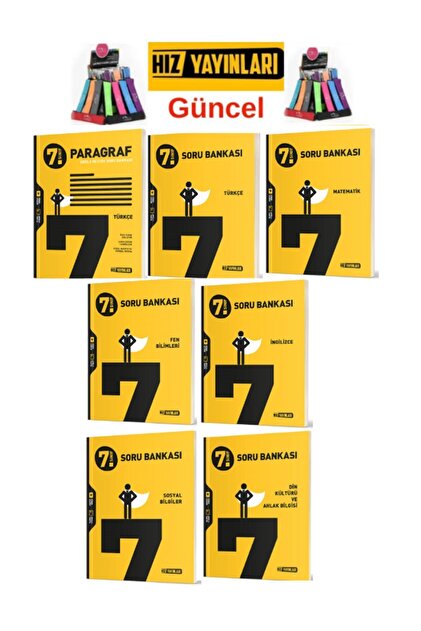 Hız Yayınları 7.Sınıf Yeni Müfredat Tüm Dersler 7 Kitap M-T-F-P-İ