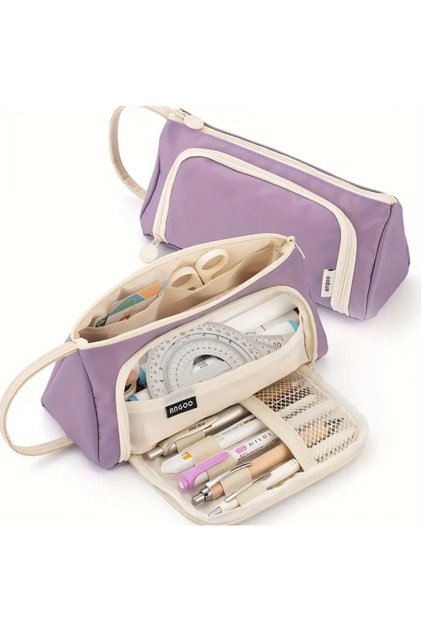 Wide Large Capacity Multifunctional Pastel Color Pen Holder Pencil Case Bag Makeup Bag