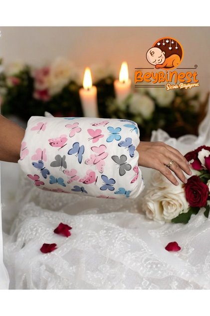 Practical Breastfeeding Support Sleeve Pillow 100% Organic Cotton Colorful Butterflies