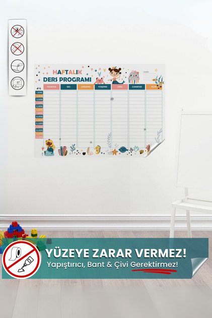 Haftalık Çalışma Ders Programı, Yapışkansız Tutunan Sihirli Akıllı Kağıt, Ders Planlayıcı Çizelgesi