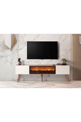 Dodo İç Mimarlık & Mobilya Venice Şömineli Tv Ünitesi Ceviz-Krem