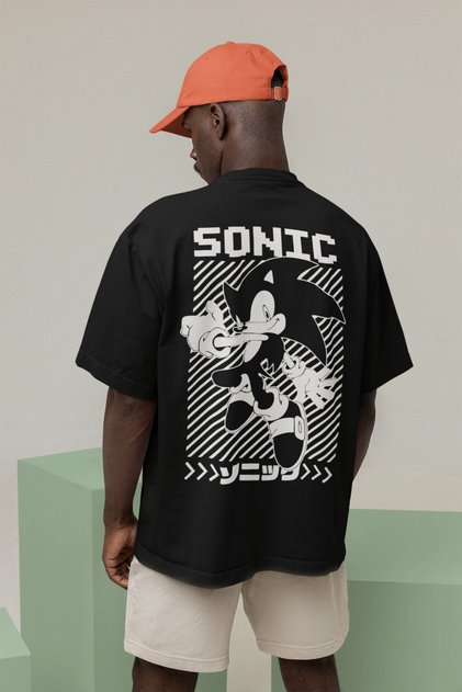 Sonic Cartoon Printed Unisex Oversize T-Shirt