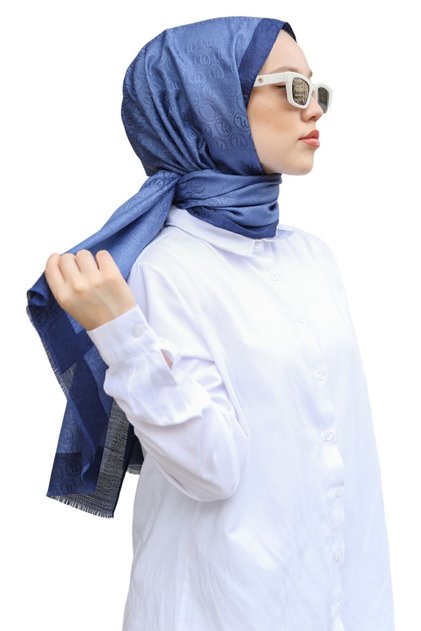 Monogram Shawl - Indigo