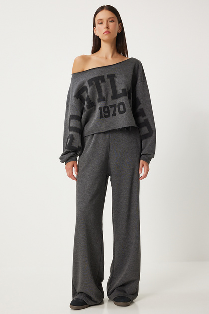 Anthracite Printed Women's Tracksuit Set - FN03288