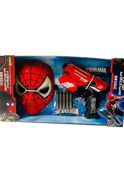Kids Avengers Işıklı Örümcek Adam Maske Sünger Atan Nerf Tabanca 2