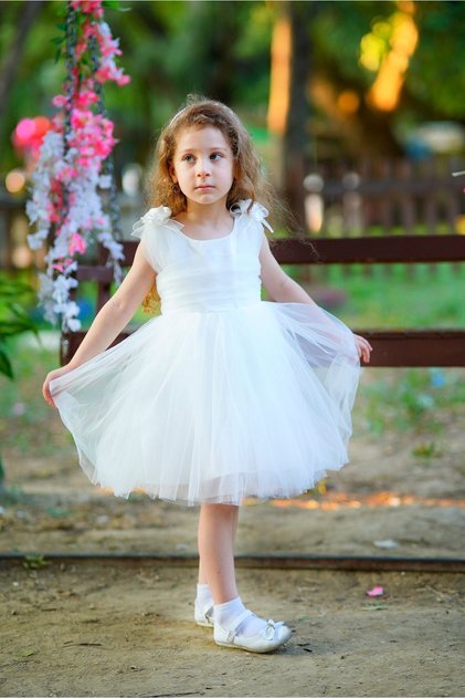 Girl's Evening Dress and Dress - Shoulder Floral Wedding Party Dress