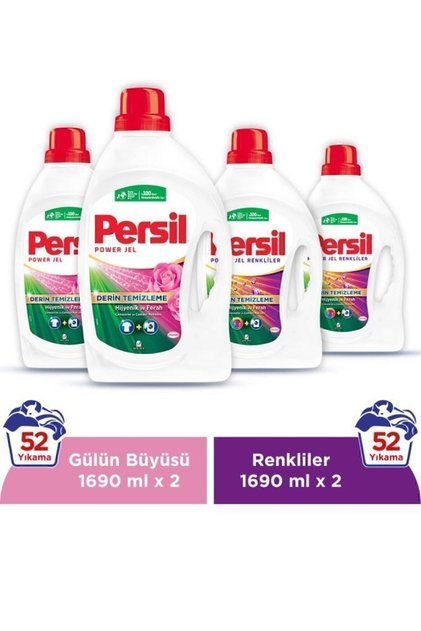 Jel 2x Gülün Büyüsü 2x Color Sıvı Çamaşır Deterjanı 104 Yıkama 4×1690 ml