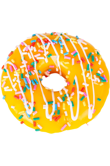 Yapay Donut, Muzlu, Üstü Renkli Granül Şekerli, Sarı - 10x4 cm