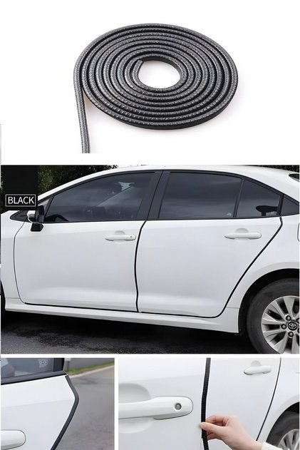 Citroen C-Elysee Oto Araç Kapı Koruma Fitili 5metre Parlak Siyah Renk