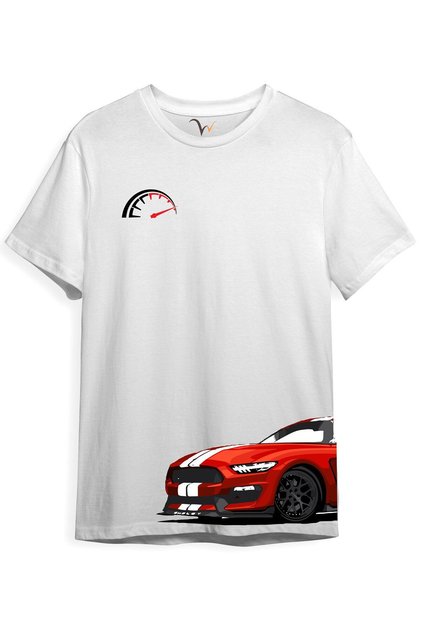 Car Side Detailed Speed Limit Printed Regular Fit 100% Cotton White T-Shirt