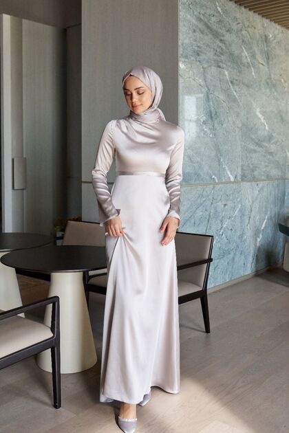 Azeem Satin Izem Hijab Evening Dress - Special Occasion and Graduation Dress- Trendyol Azeem Satin Izem Hijab Evening Dress - Special Occasion and Graduation Dress- Trendyol