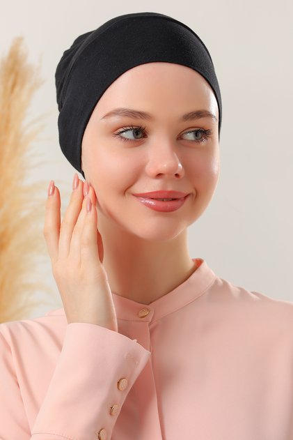 Women's Hijab Practical Ready-To-Wear Cap Black